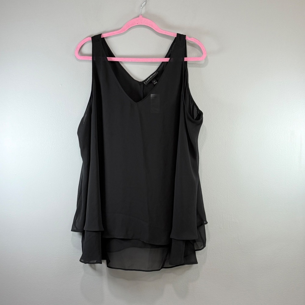 Lane Bryant Black Chiffon Tiered Tank Top V-Neck Sleeveless Blouse Size 20 NWT